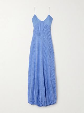 Ciele Open-Back Linen-Trimmed Open-Knit Cotton Maxi Dress