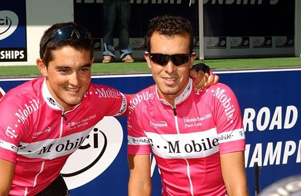 T-Mobile's Spaniards Oscar Sevilla and Paco Lara