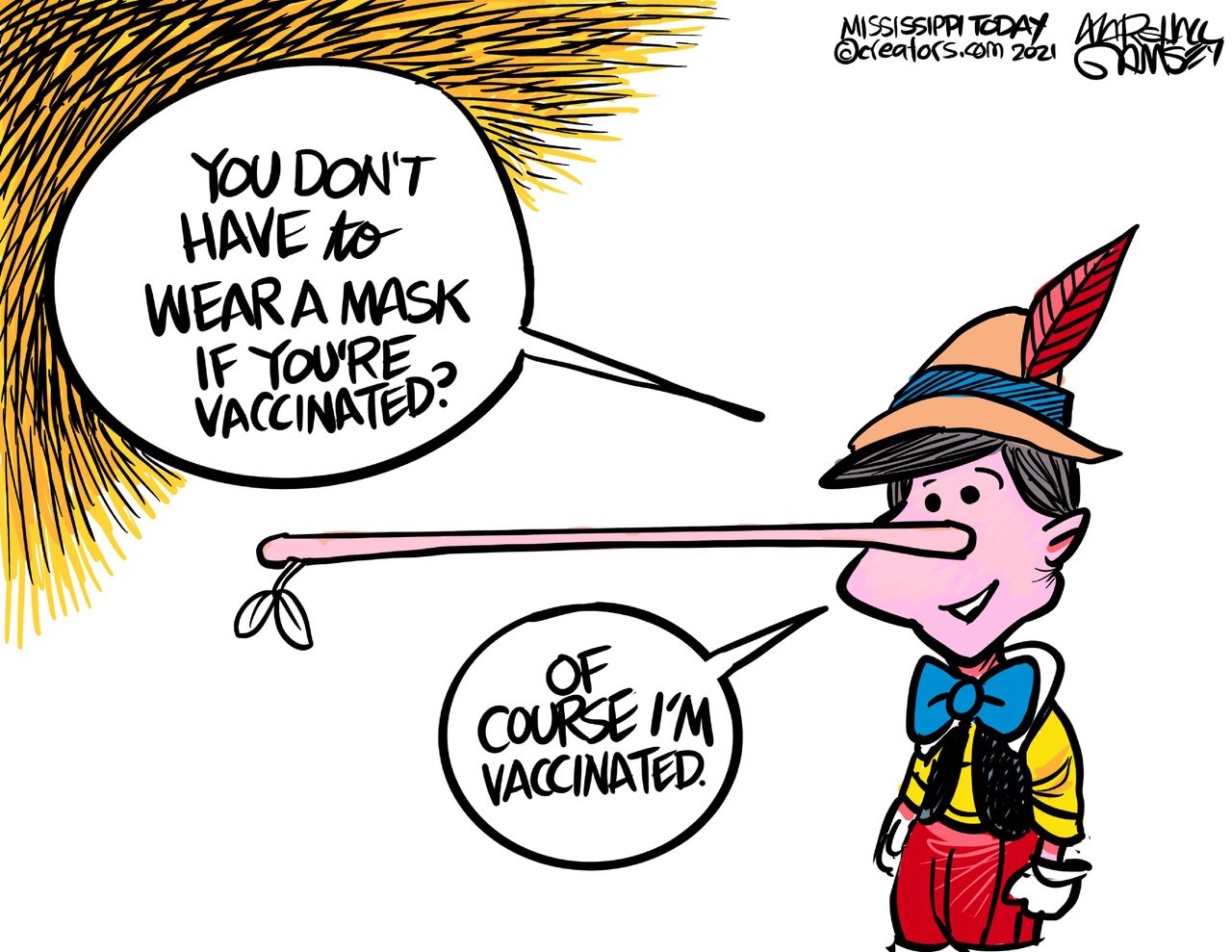 Editorial Cartoon U.S. cdc masks pinocchio&amp;amp;nbsp;