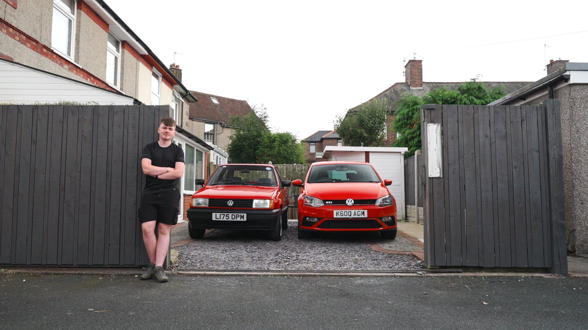 Aidan Miller with his two VW Polos