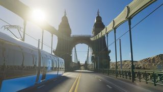 Train on a bridge