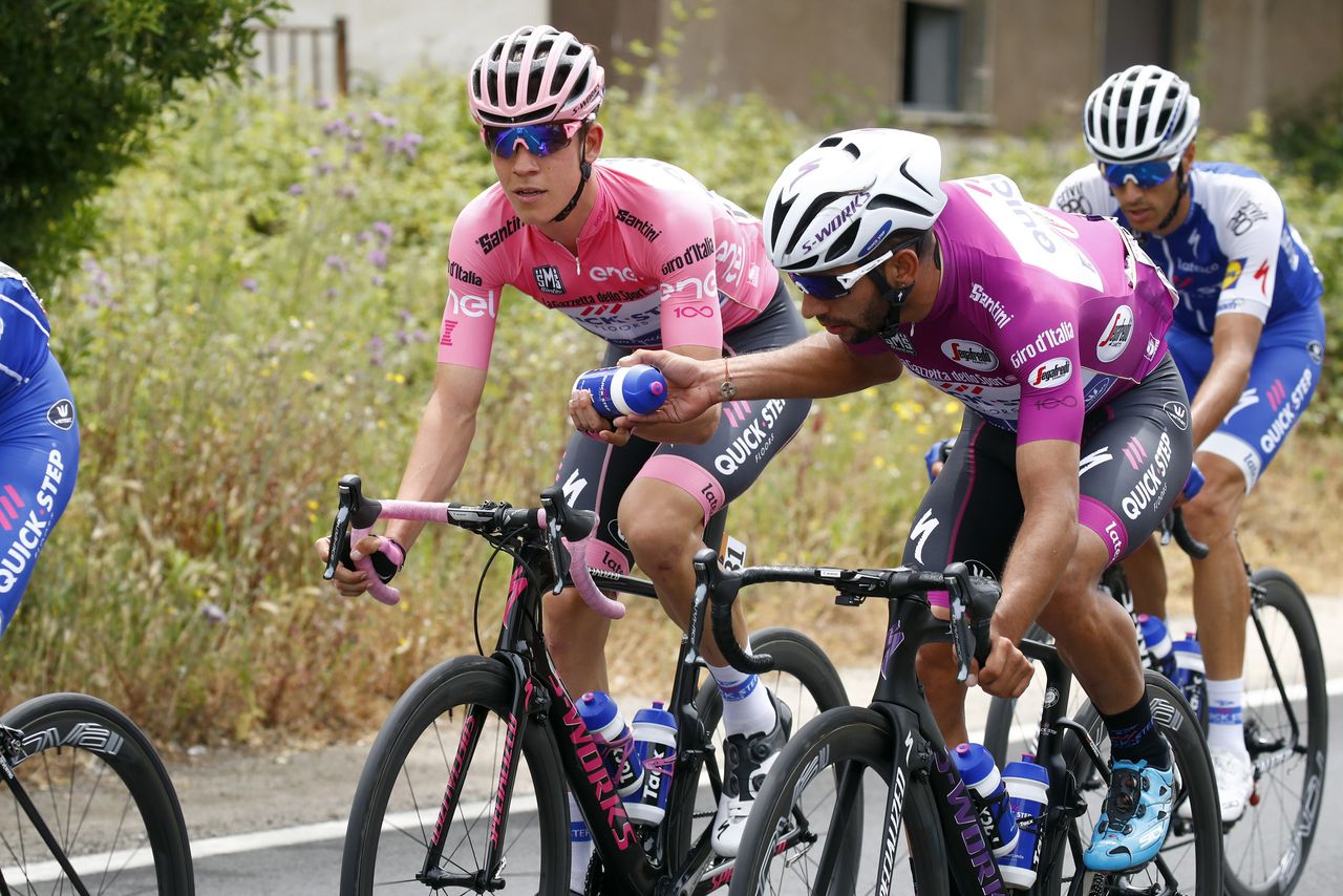 Fernando Gaviria fetched bottles for race leader Bob Jungels on a hilly stage