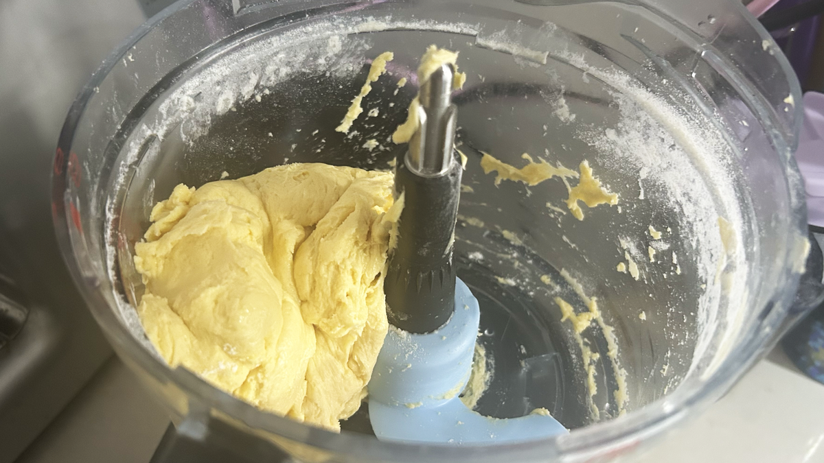 Breville Paradice 9 in use, with blue dough hook and dough