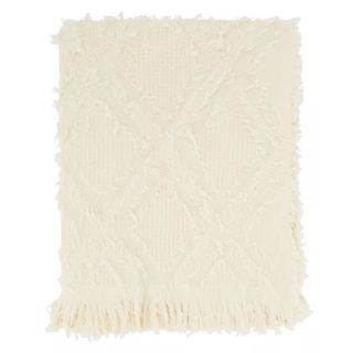 Saro Lifestyle Throw Blanket With Fringe Waffle Weave Design