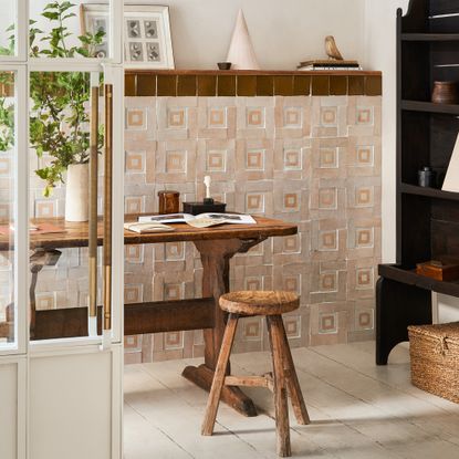 encaustic tiles with mix and match decorative tiles in dining room
