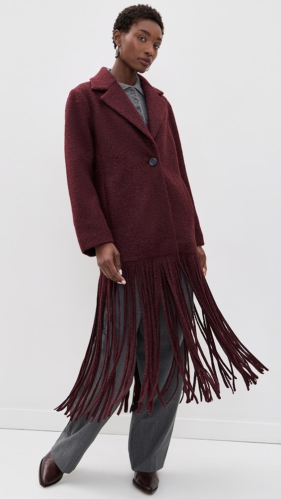 Vero Fringe Coat - Bordeaux