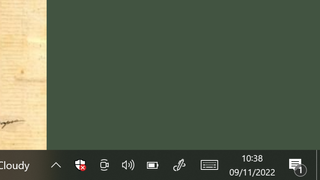 A screenshot of the Windows 10 desktop showing the notification area