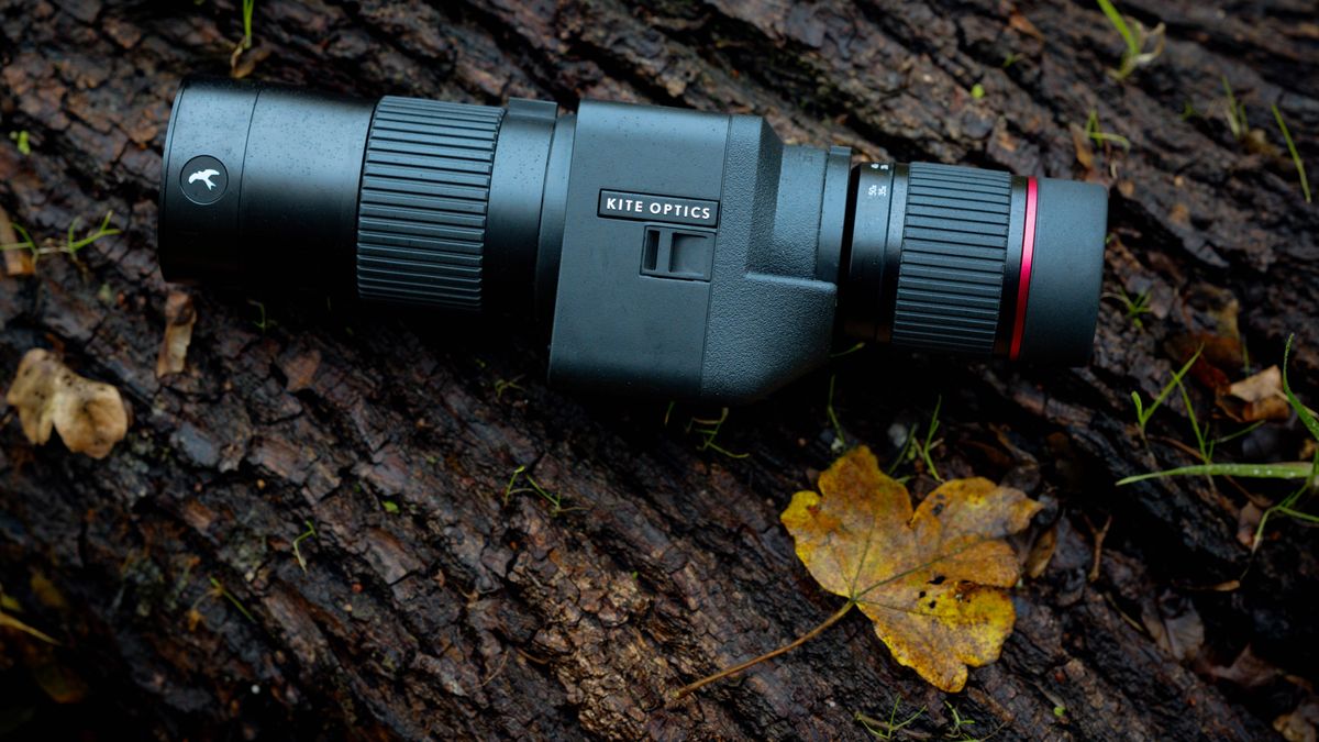 Kite Optics APC 60 ED spotting scope on a tree branch