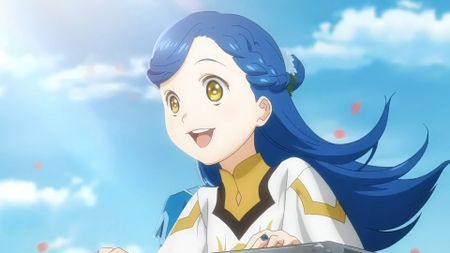 Ascendance of a Bookworm heroine Myne on blue sky background