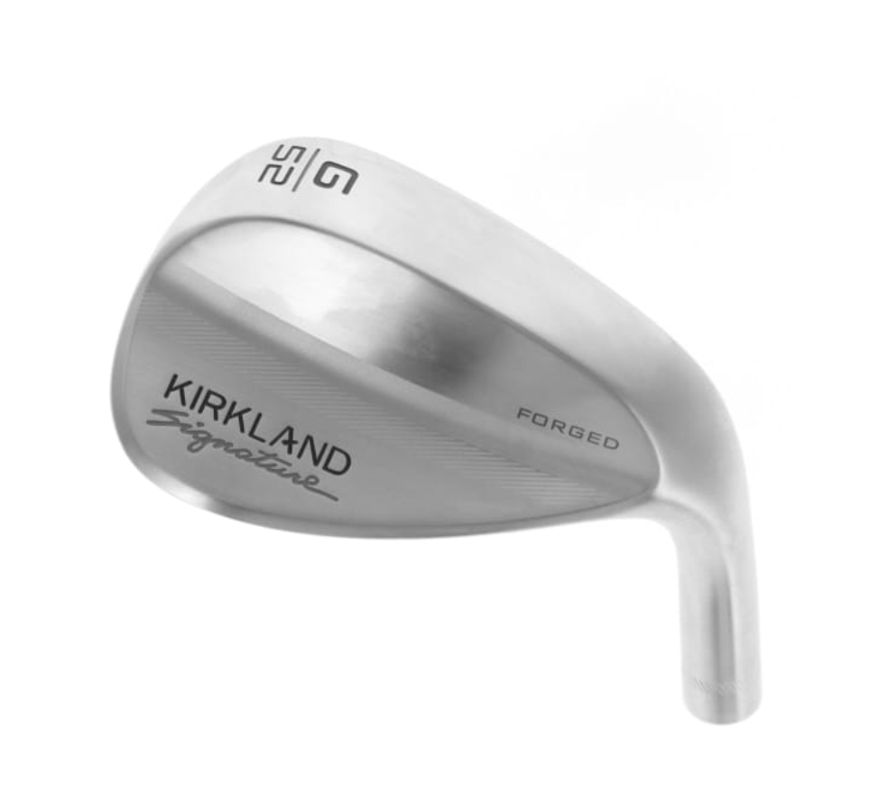 A close-up of a Kirkland wedge on the USGA Conforming List
