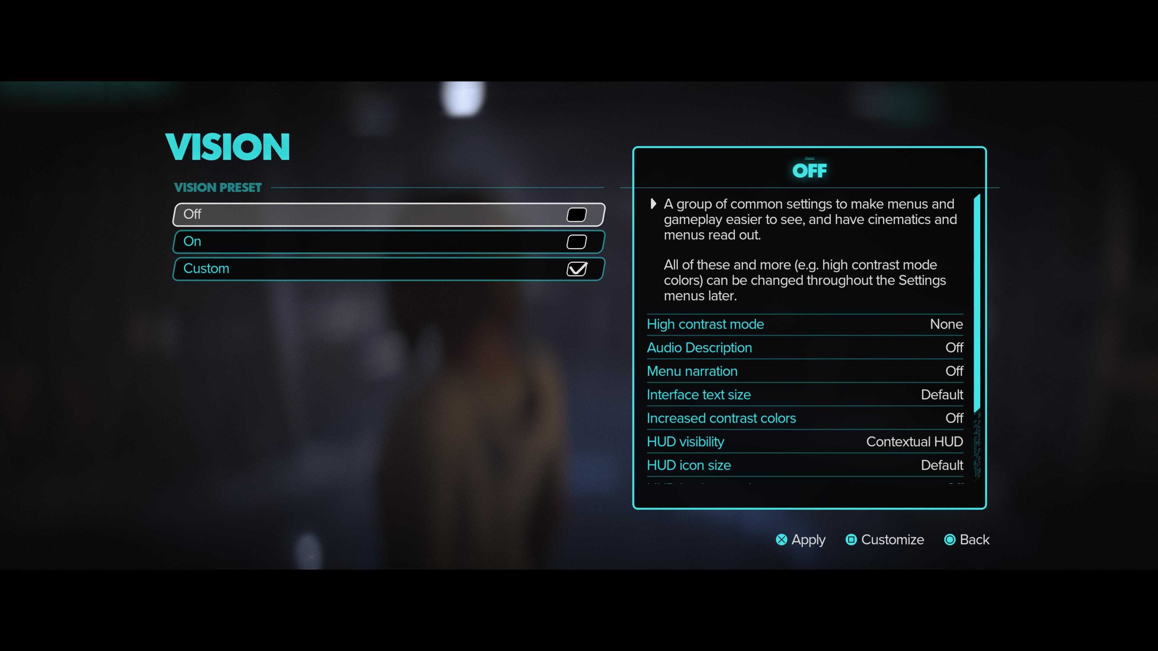 Star Wars Outlaws accessibility screenshot