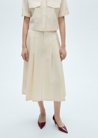 MANGO, Pleated Midi-Skirt