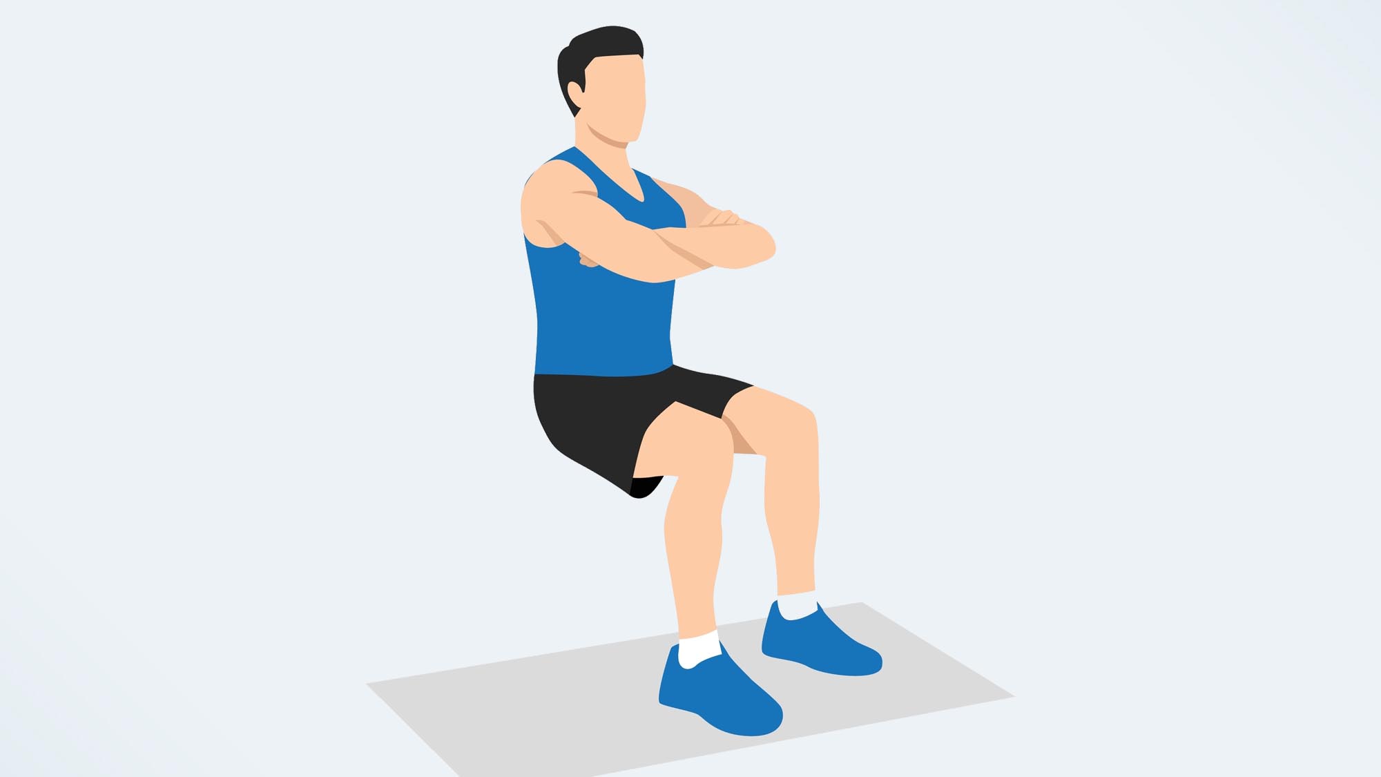 an illustration of a man doing wall sits