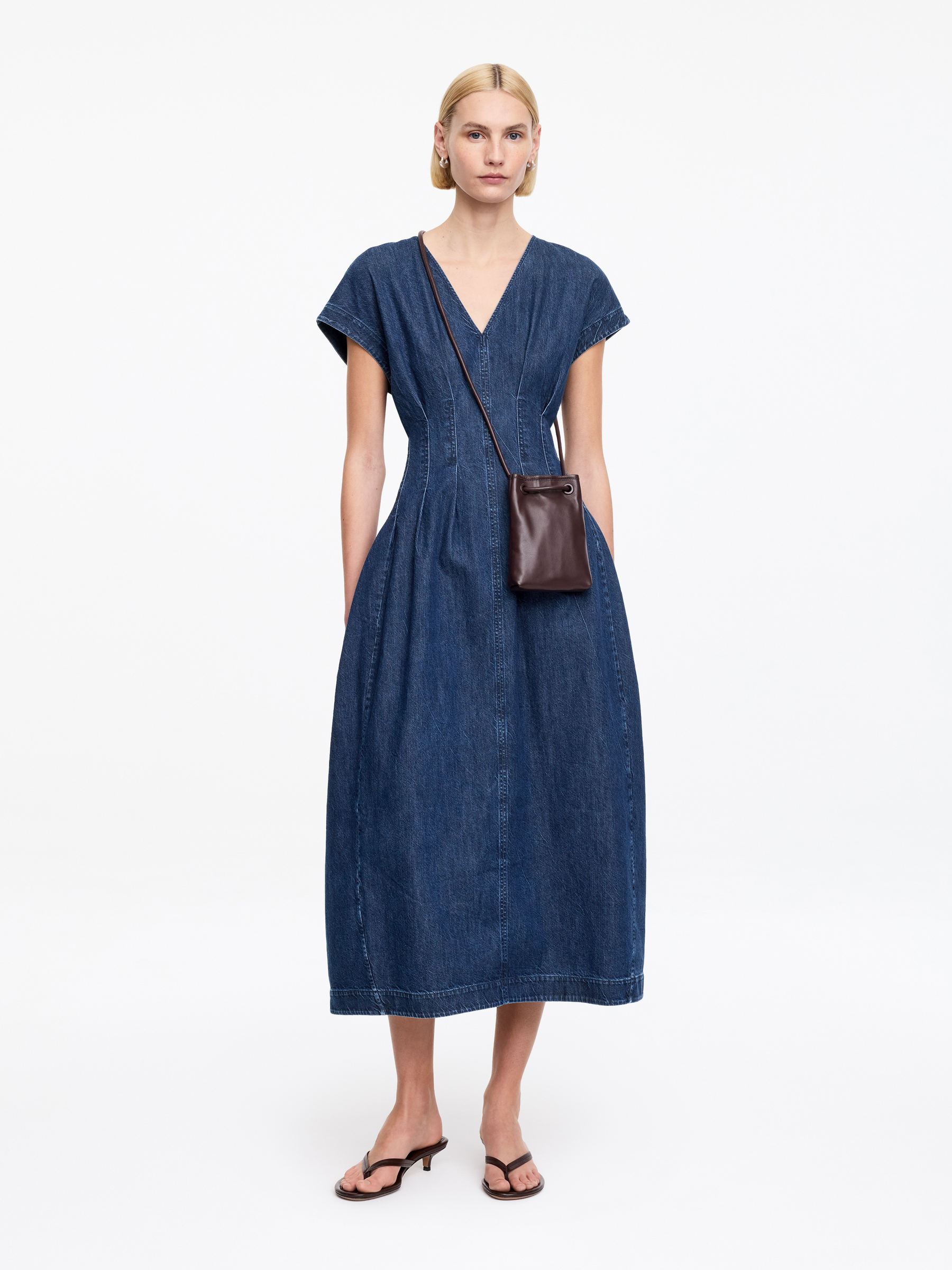Pleated Denim Dress &amp;ndash; Blue &amp;ndash; Women &amp;ndash; Arket Gb