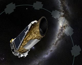 An artist's illustration depcits NASA's planet-hunting Kepler spacecraft working in a new mission profile called K2. Astronomers have used publicly available data to confirm K2's first exoplanet discovery, proving Kepler can still locate planets.