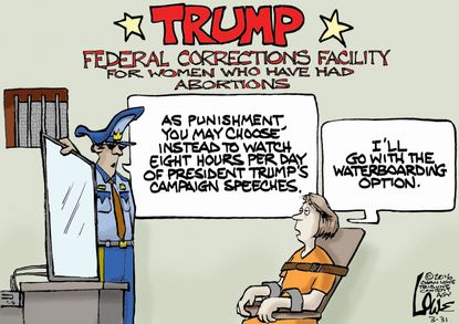 Political Cartoon U.S. Trump Abortion 2016