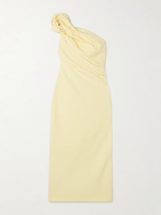 Granalle One-Shoulder Gathered Stretch-Crepe Midi Dress