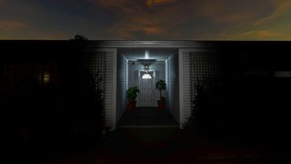6 Tanglewood Drive's front door, illuminated by a hall light