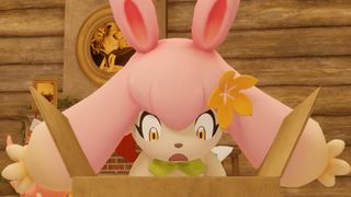 Shocked Palworld creature looking into a box