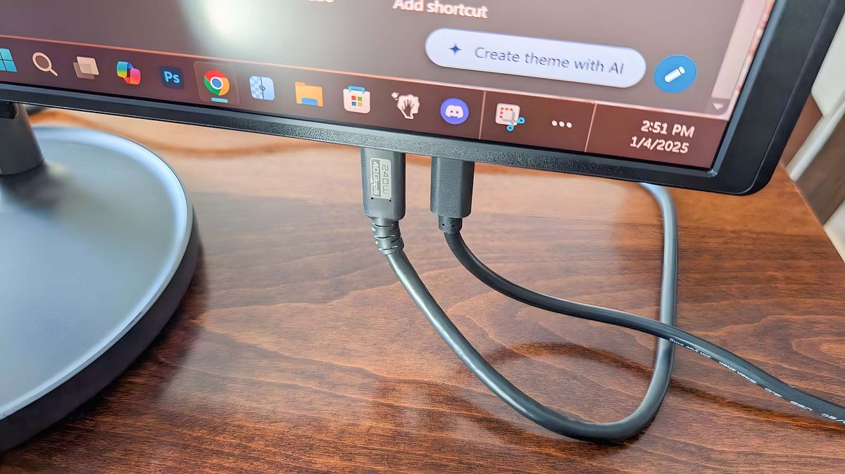 Two USB-C cables coming out of the JSAUX FlipGo Pro 16.