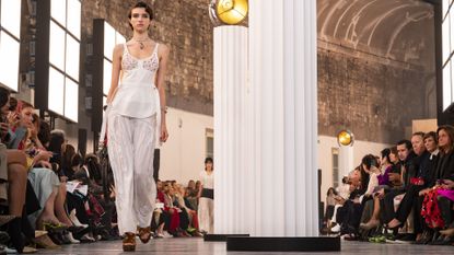 Model Grace Hartzel walks the runway at the Chloé fashion show.