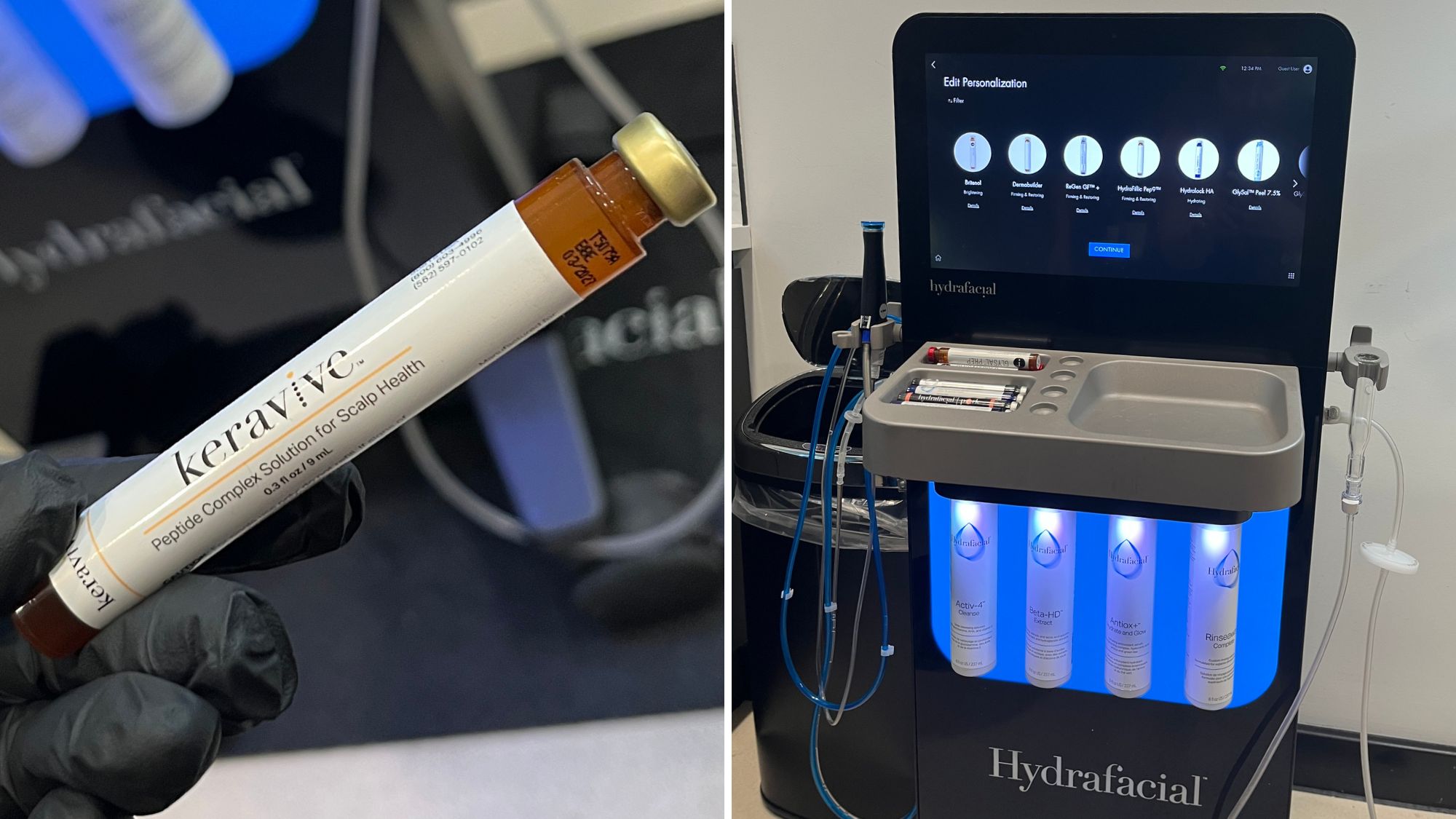 Keravive Hydrafacial vial and equipment