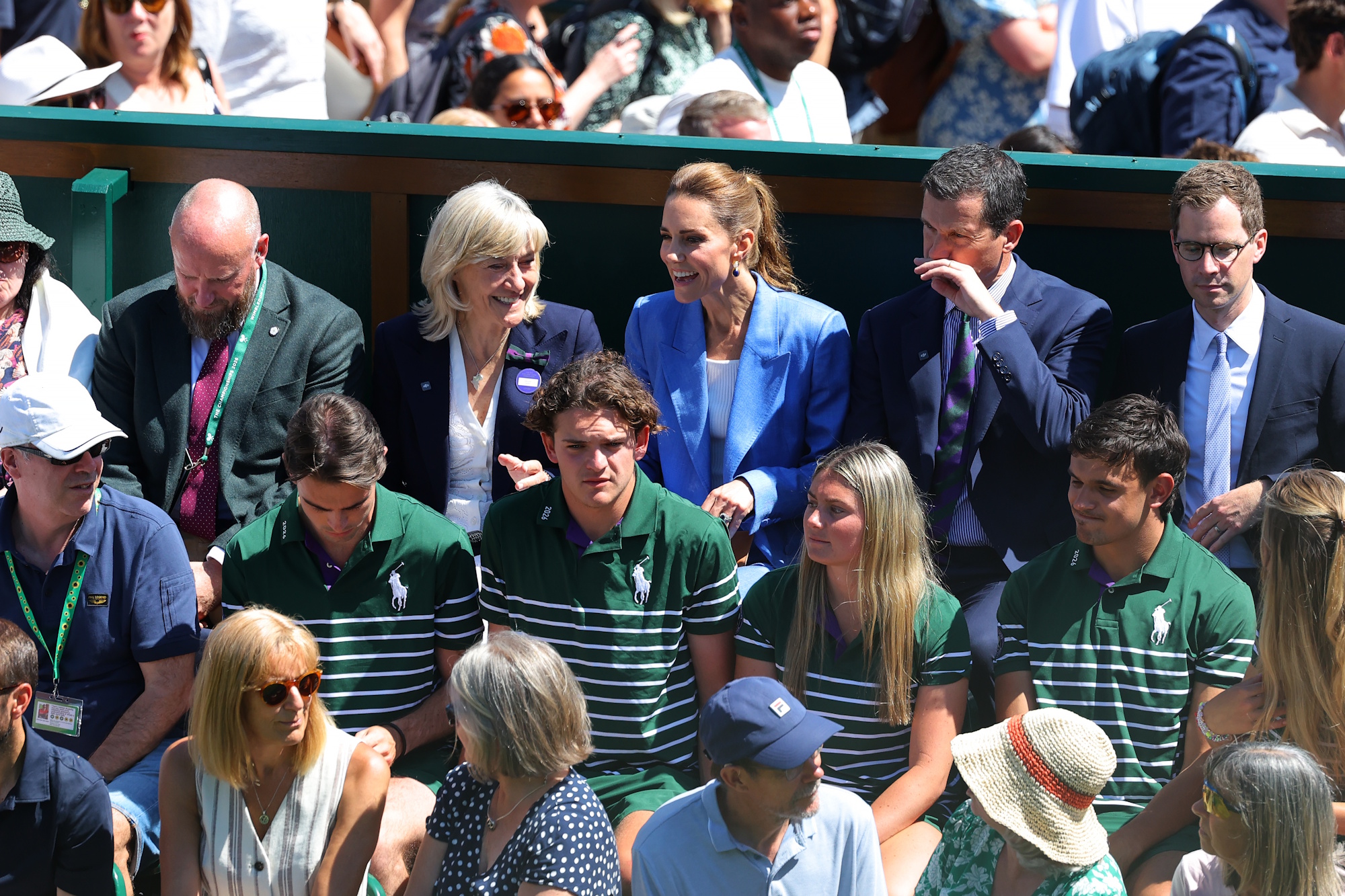 HRH Catherine Middleton, Princess of Wales with Tim Henman on day four of The Championships Wimbledon 2026 at All England Lawn Tennis and Croquet Club on July 2, 2026 in London, England.
