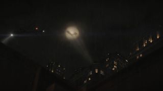 The Bat-Signal shining over Gotham in The Batman