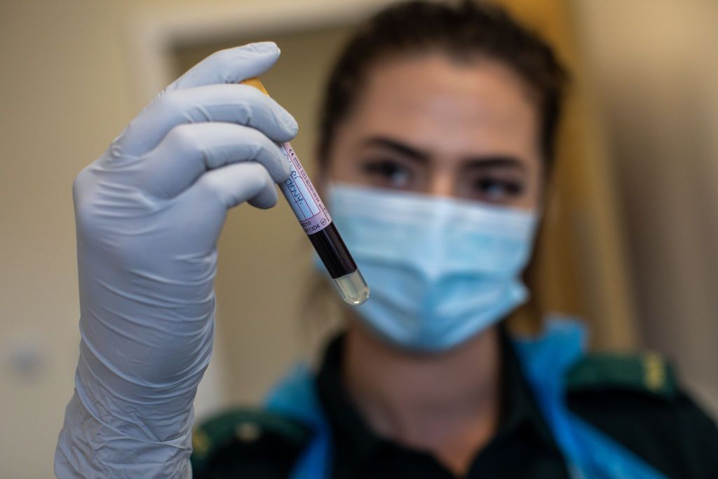 A blood sample being used to test for COVID-19 antibodies.