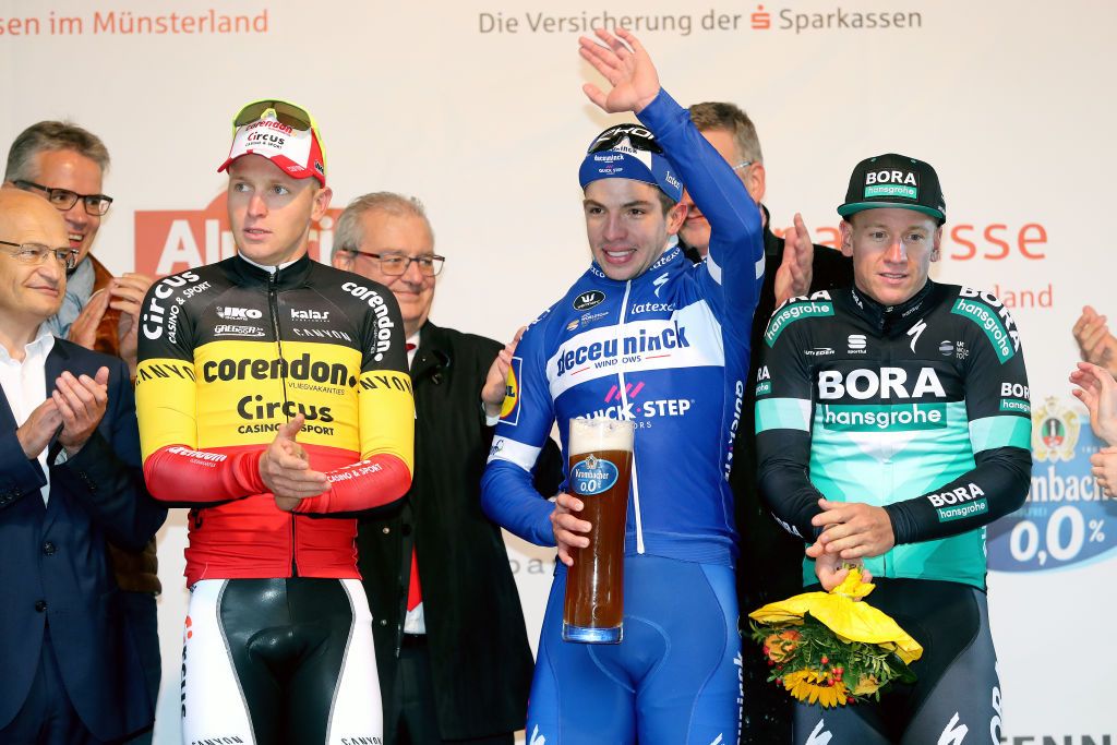 Alvaro Hodeg after winning the Sparkassen Munsterland Giro