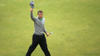 Paul Dunne waving to the crowd at the 2015 Open Championship