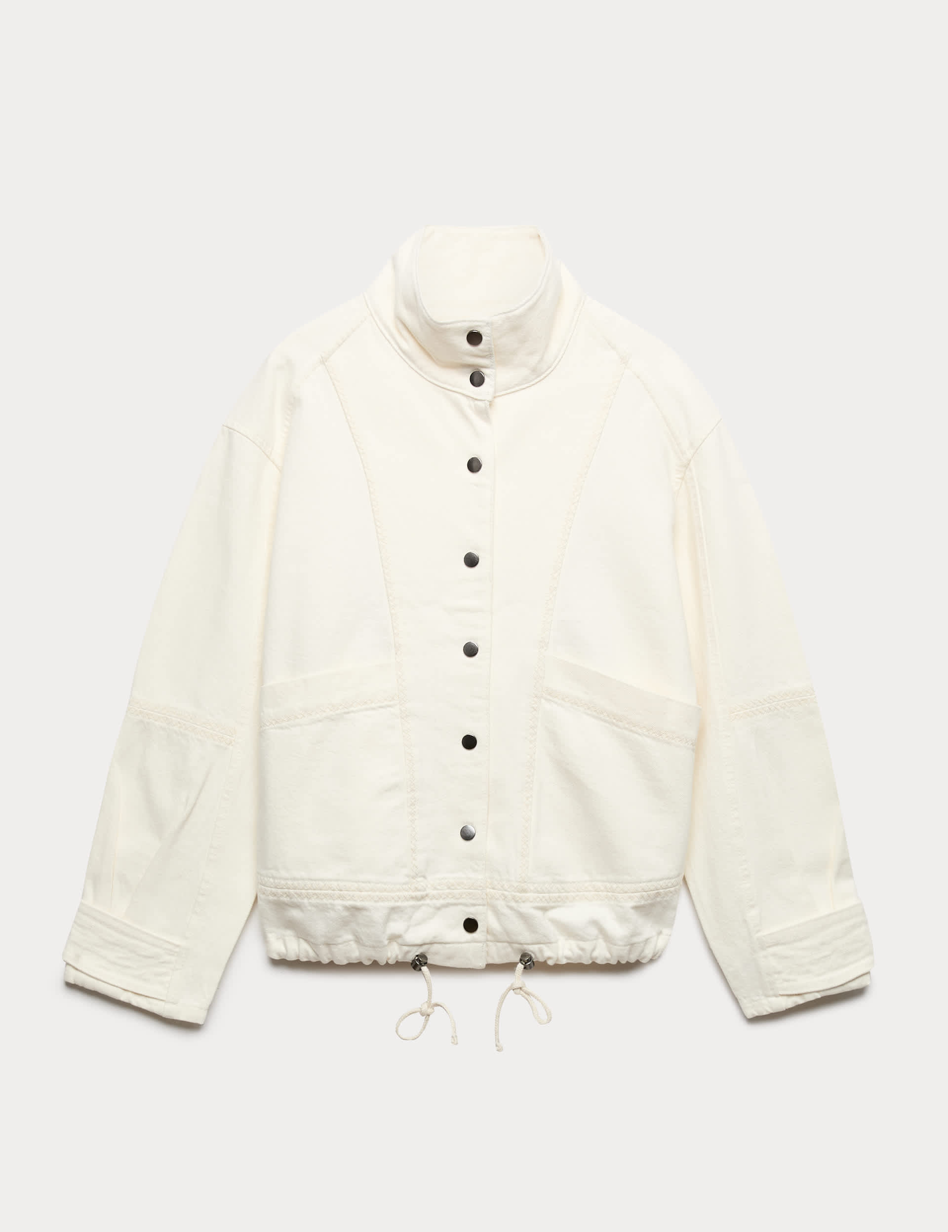 Denim Cross Stitch Casual Utility Jacket