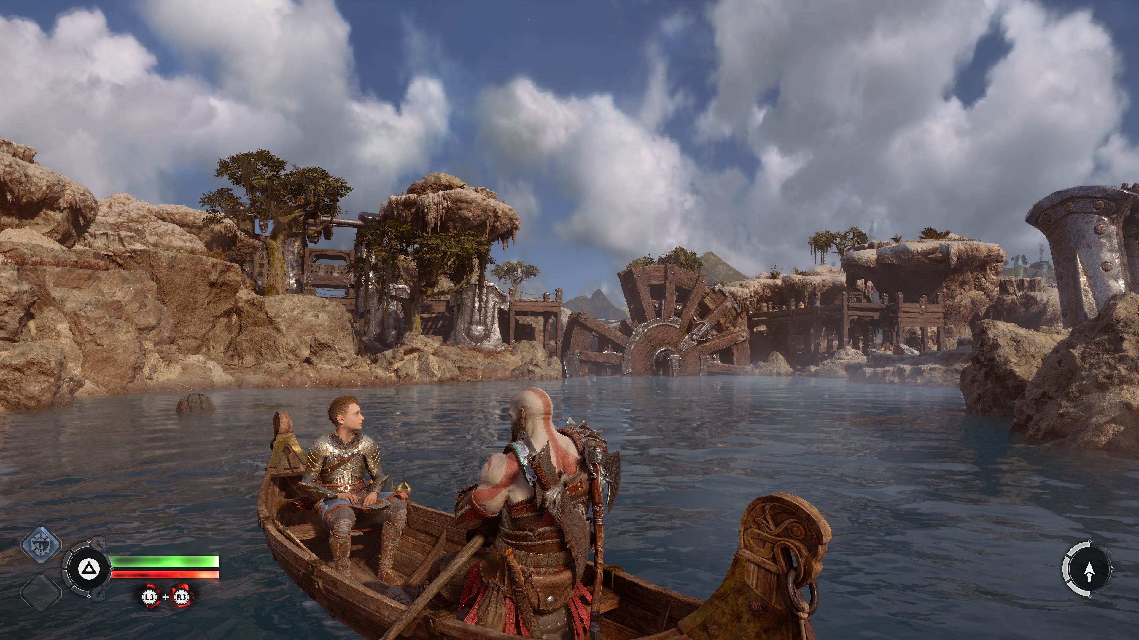 God of War Ragnarok Svartalfheim Kratos y Atreus en barco