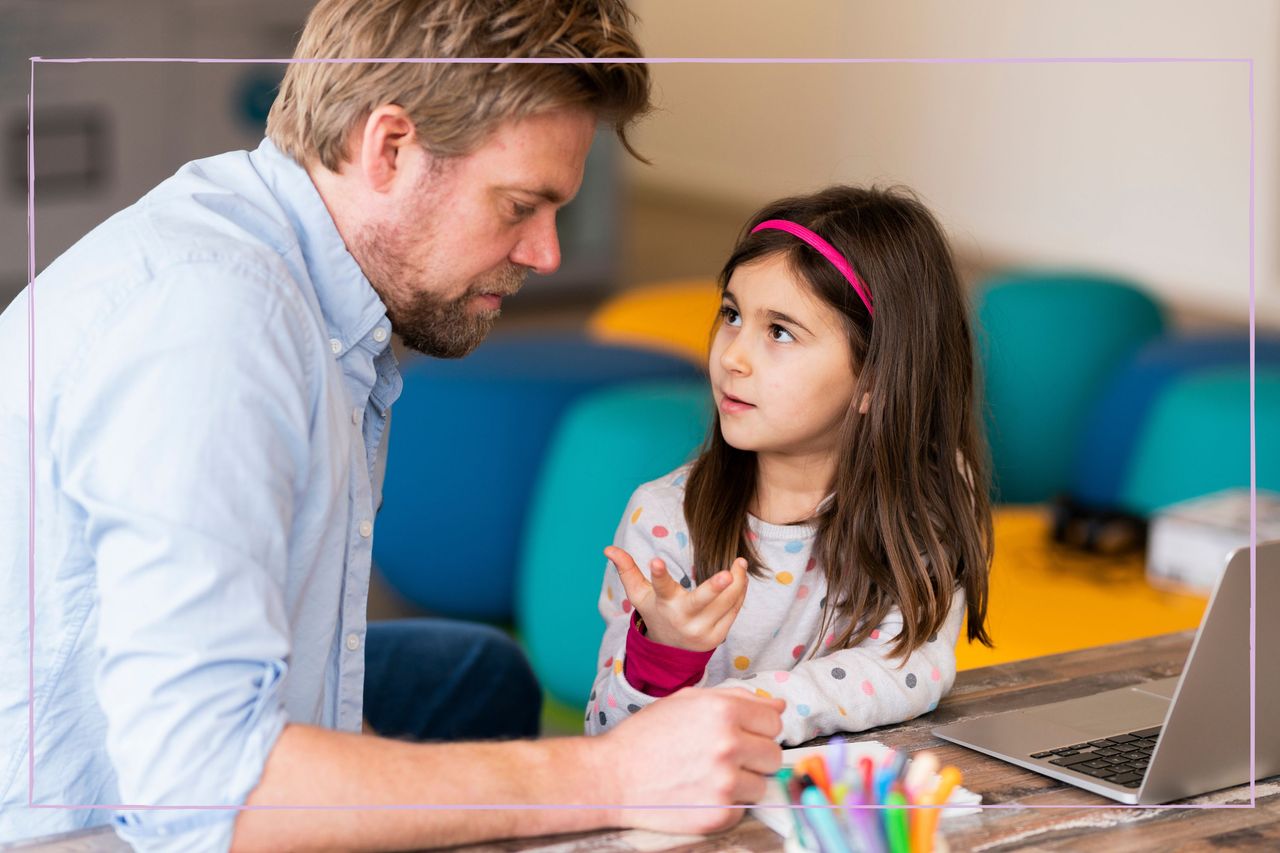 Child talking to her dad