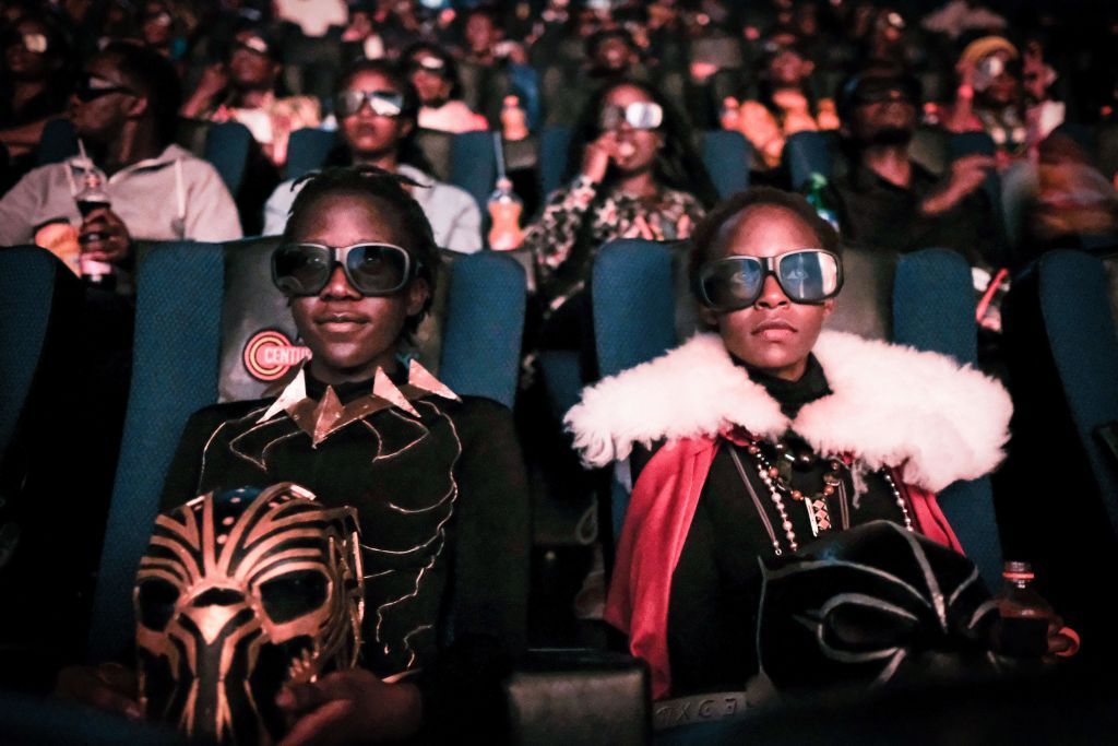 Moviegoers watching &amp;#039;Black Panther.&amp;#039;