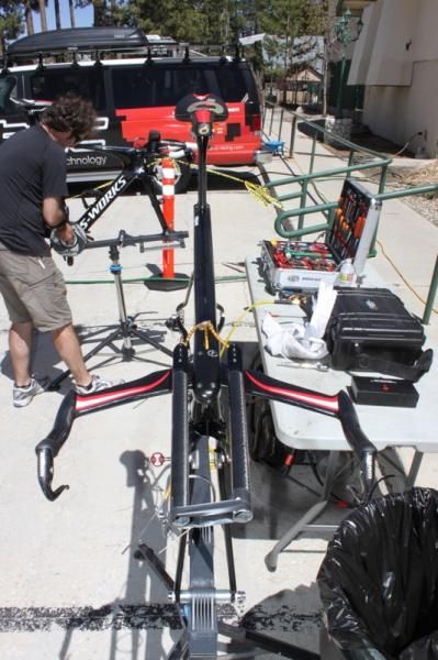 Cancellara's Shiv was on the stand waiting to be finished.