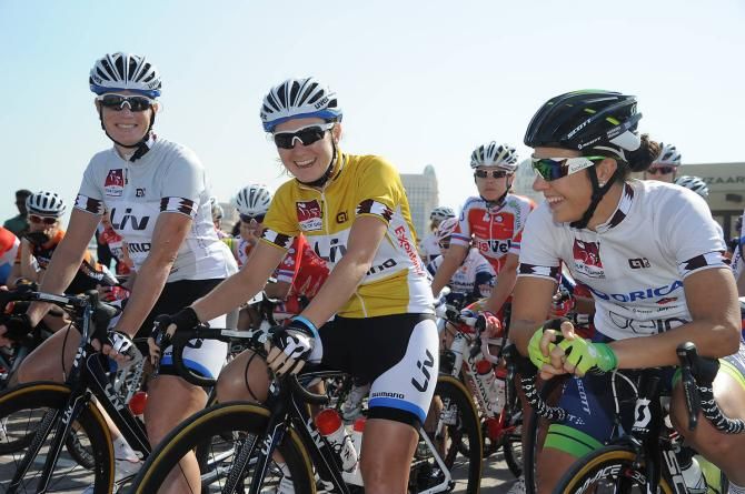 Race leader Amy Pieters on the line