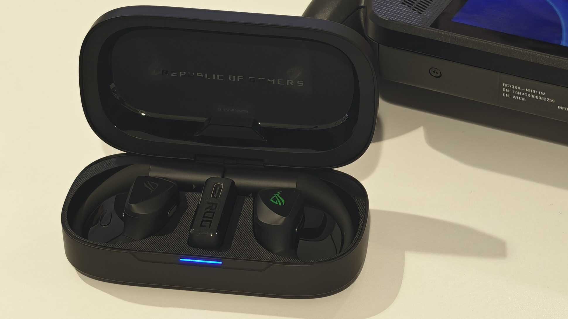 The Asus ROG Cetra Open wireless gaming earbuds.