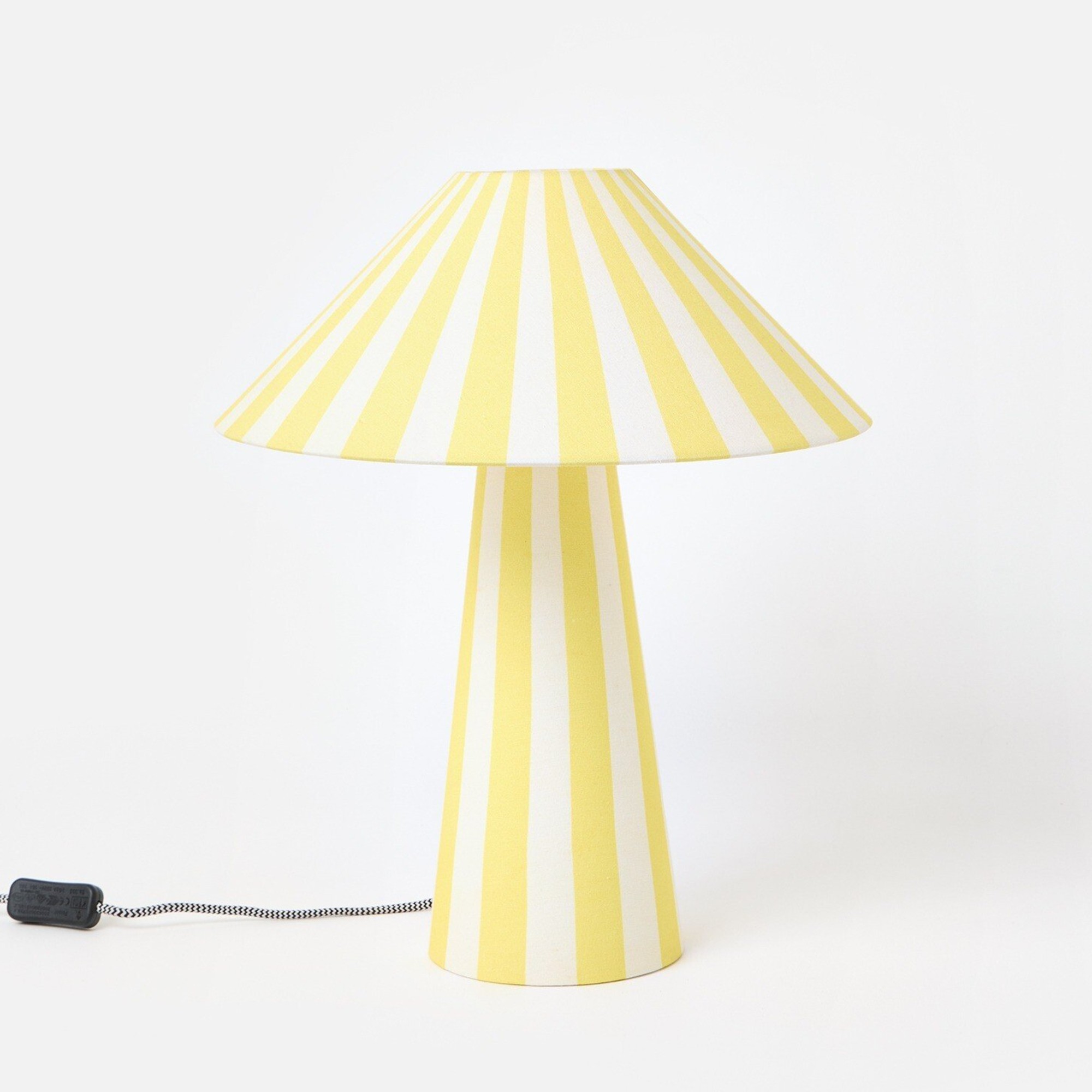 Oliver Bonas Catalana Yellow &amp;amp; White Stripe Table Lamp