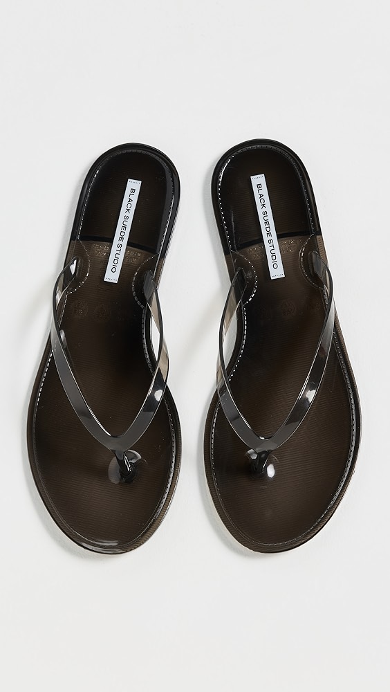 Black Suede Studio Crystal Jelly Flip Flops