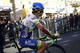 A bloodied Michael Matthews (Orica-GreenEdge) at the end of Milan-San Remo