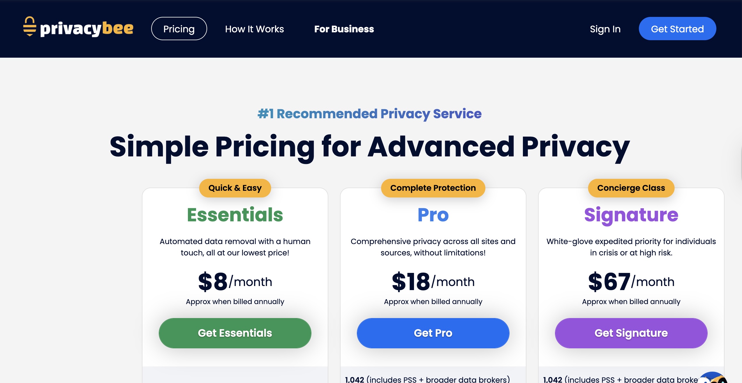 Privacy Bee pricing 2026