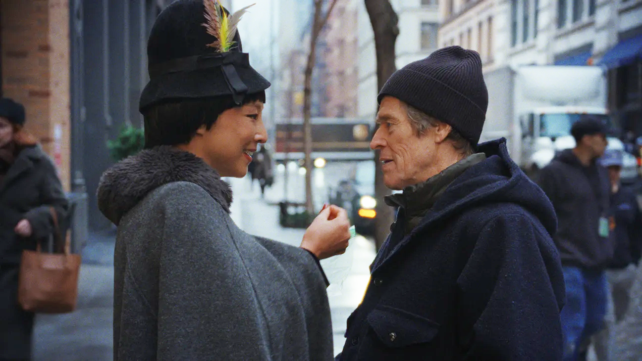 Greta Lee and Willem Dafoe in 'Late Fame'