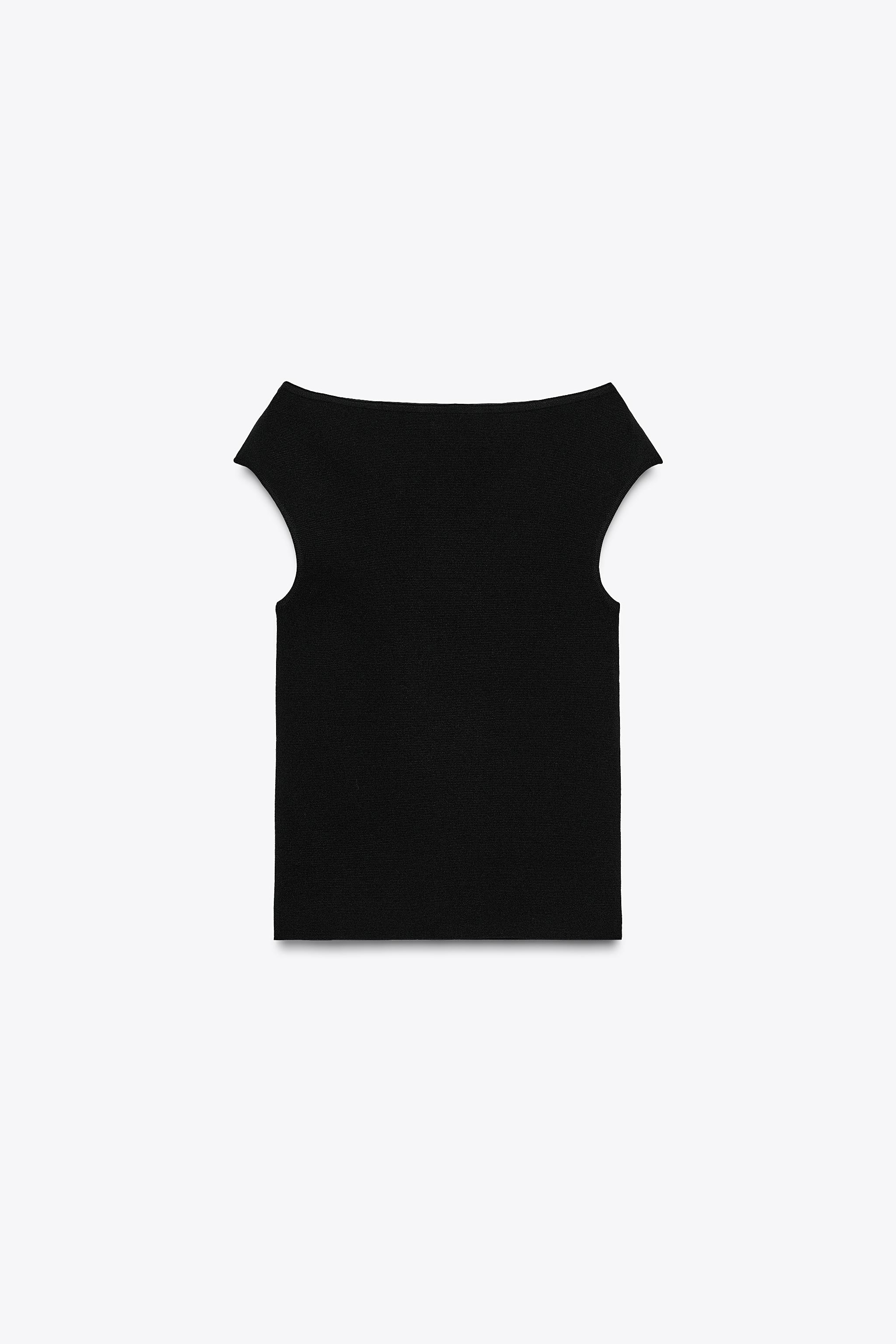 ZARA, Plain Knit Boat Neck Top