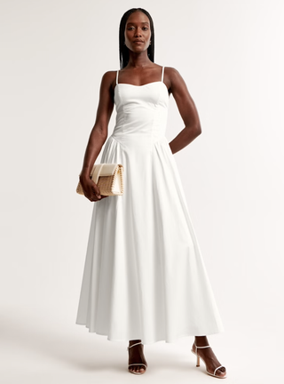 Dipped-Waist Sweetheart Maxi Dress