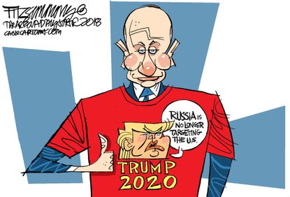 Political cartoon U.S. Trump Putin Helsinki summit 2020 Putin support
