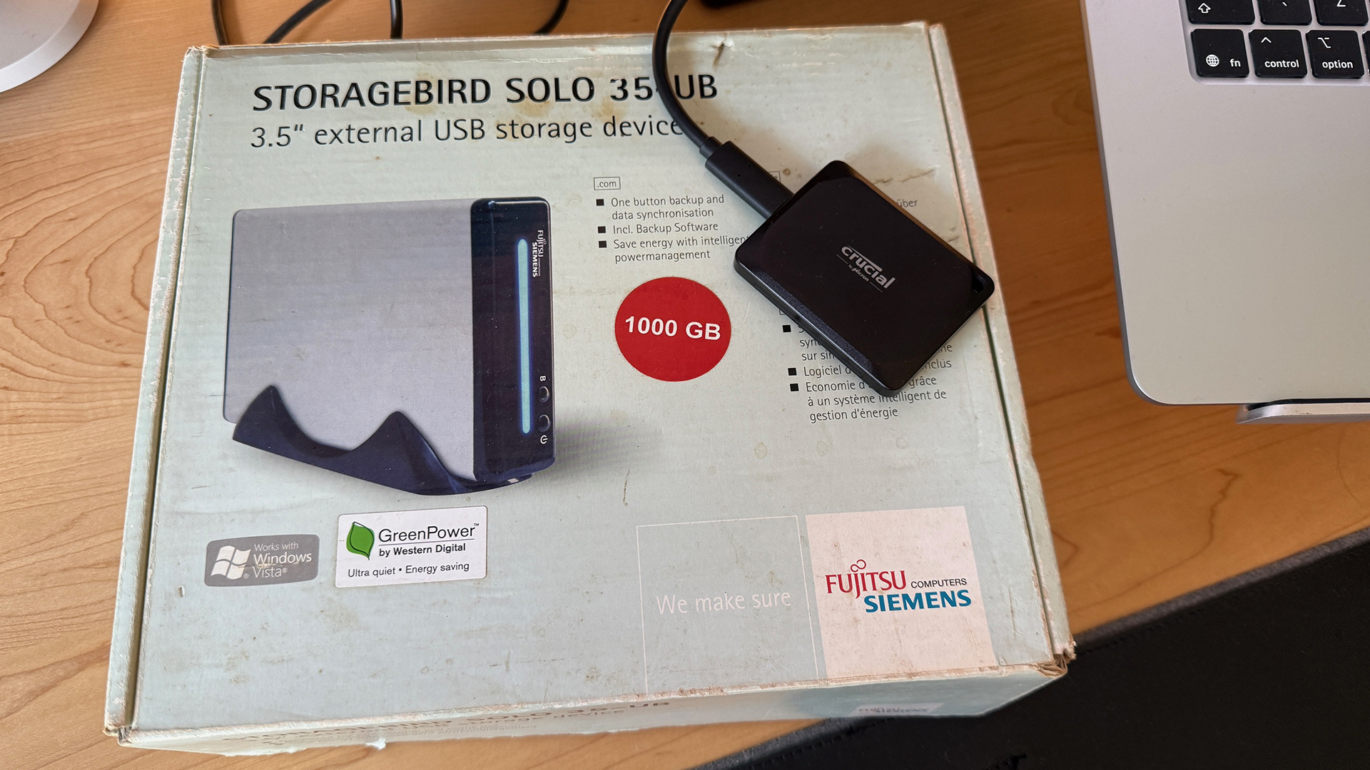 The old Storagebird next to the Crucial. 