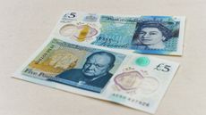 Plastic five pound note