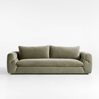 velvet low-profile green single-cushion sofa