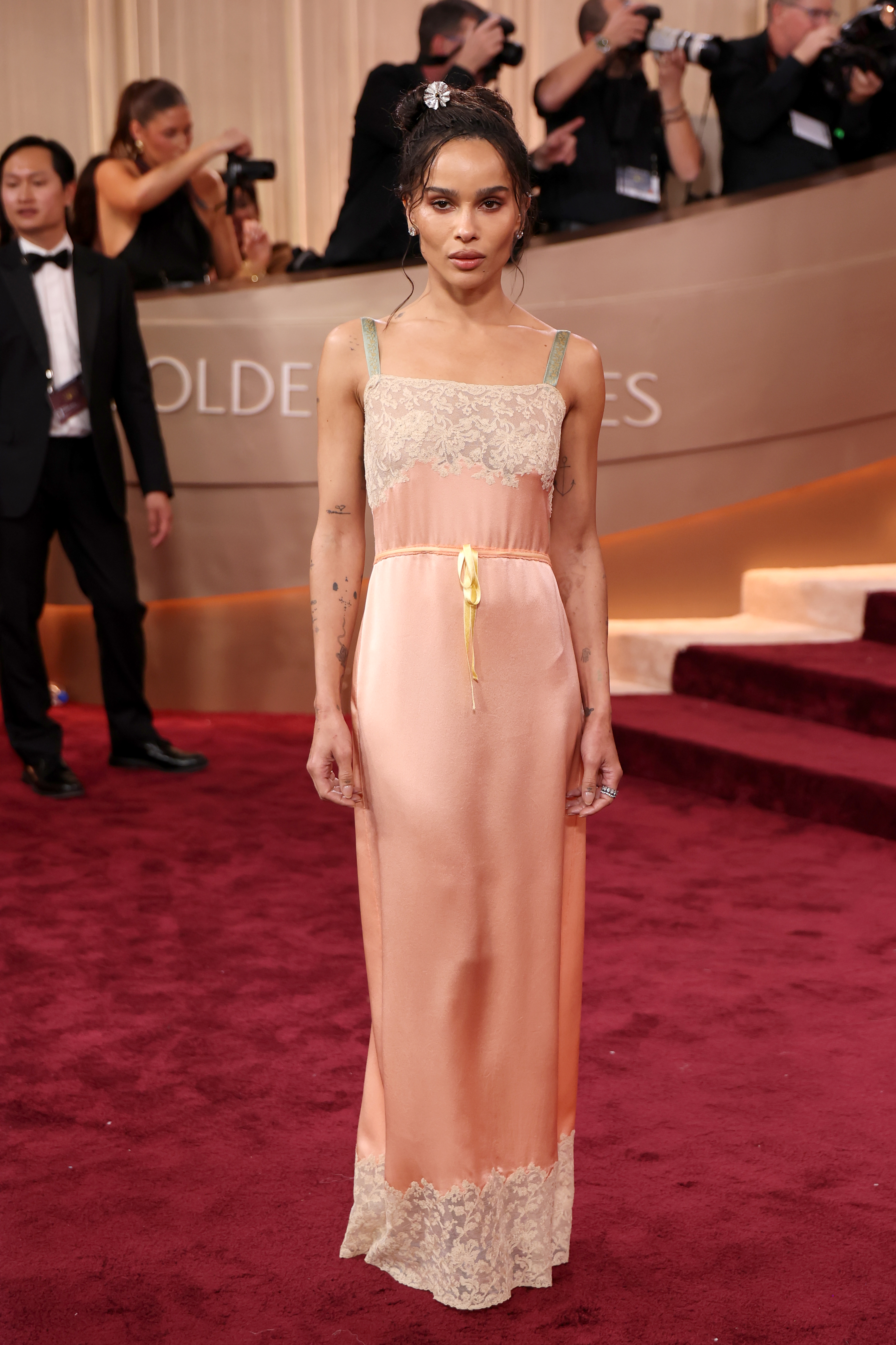 Zoe Kravitz on the 2026 Golden Globe Awards red carpet.